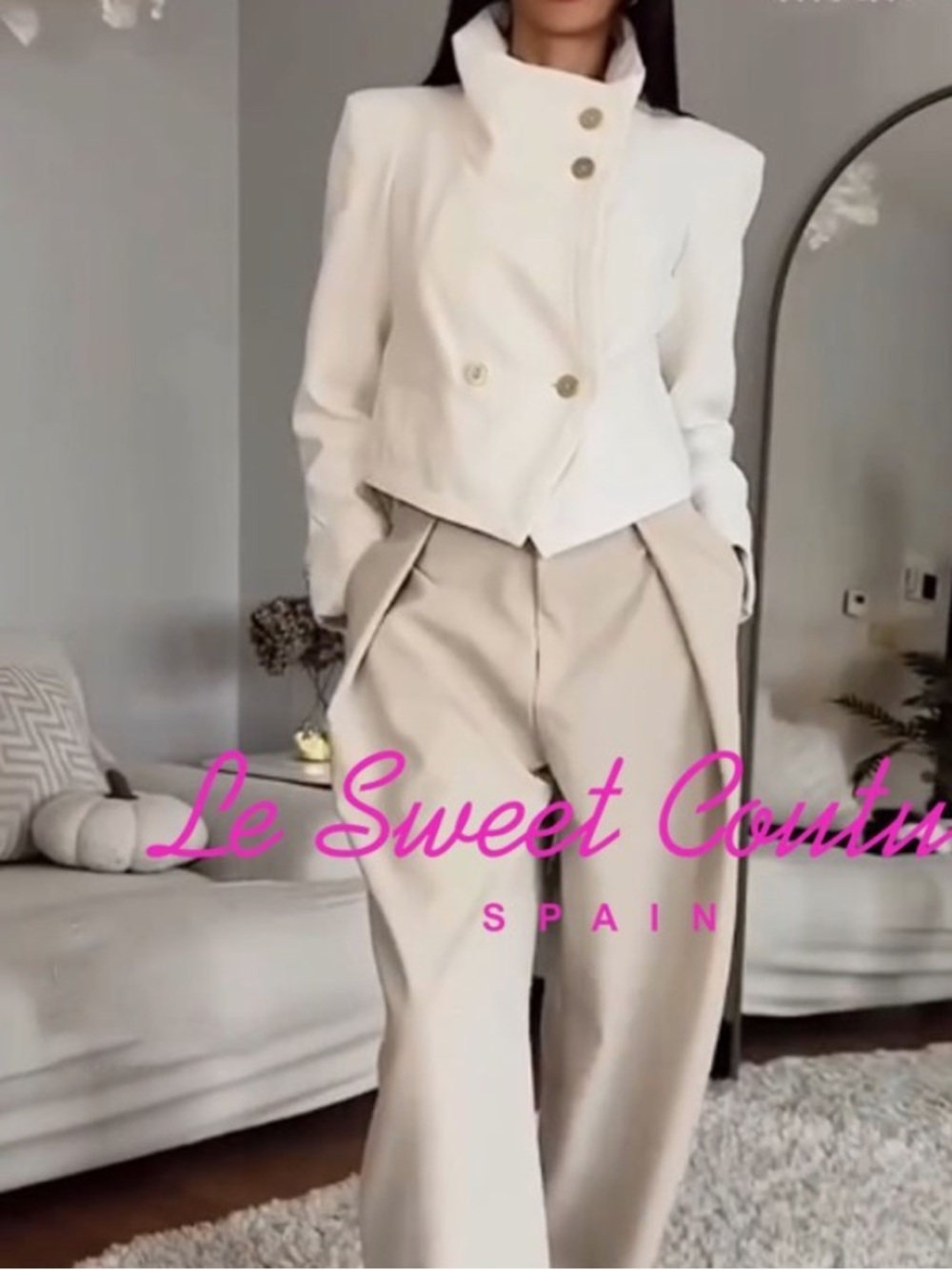 Cream Cropped Bomber Jacket - Picture 2 of 7